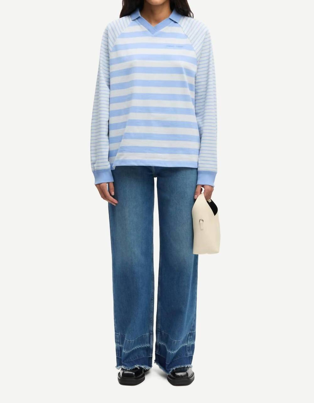 NEW SAMSOE sarebecca wide leg jeans in fluid denim